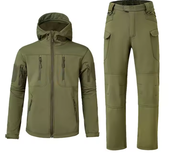 Men’s Winter Fleece Lined Tactical Outdoor Jacket and Pants Set
