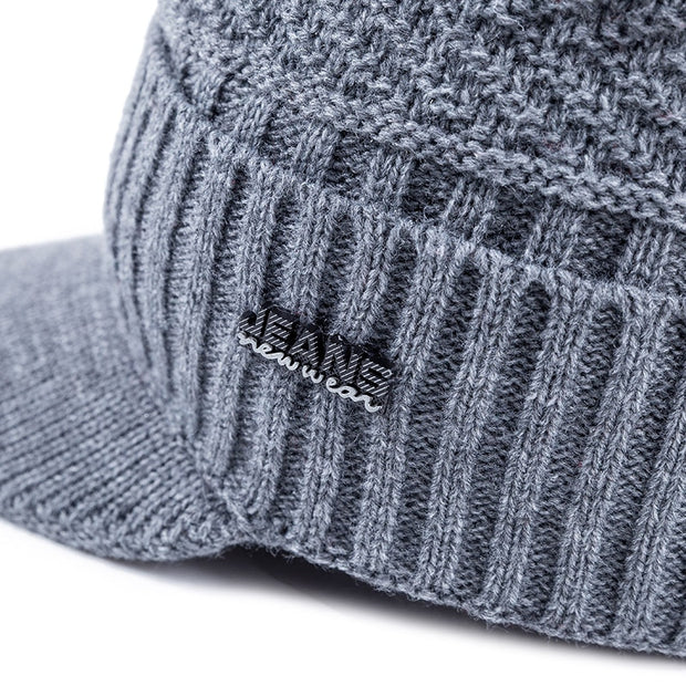 Knitted Warm Hat with Visor - Happy Health Star