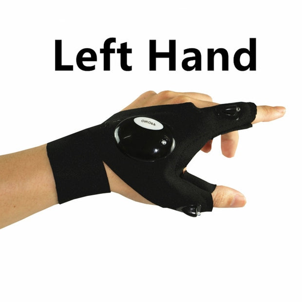 Fingerless LED Flashlight Torch Glove                                 