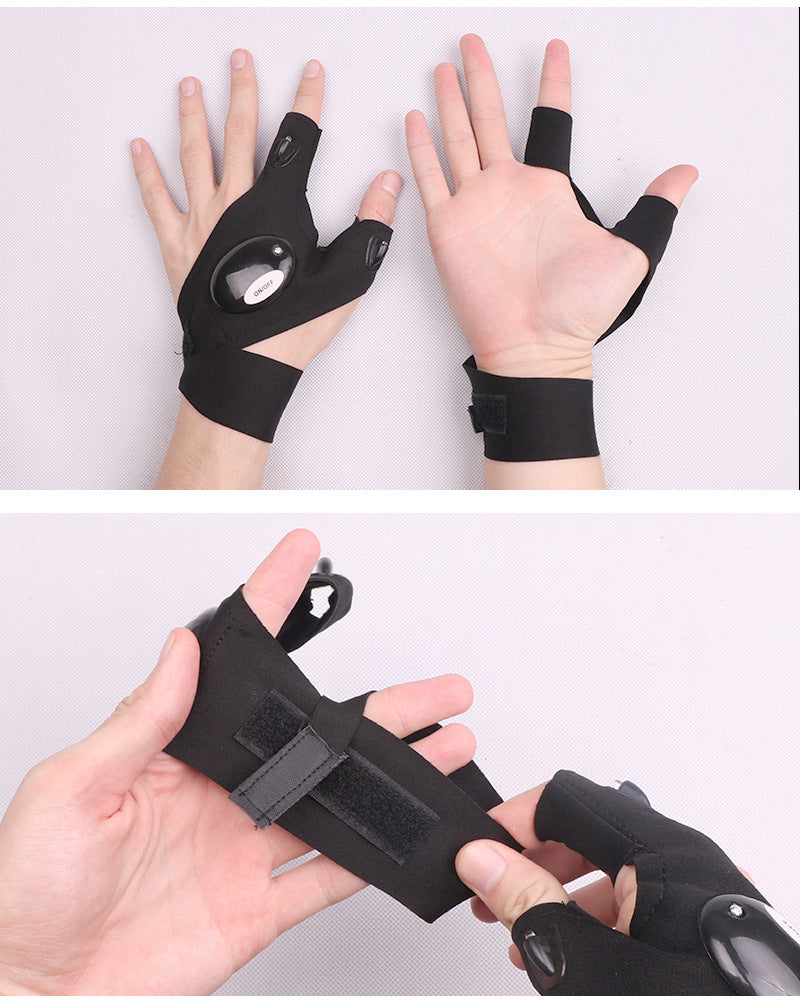 Fingerless LED Flashlight Torch Glove                                 